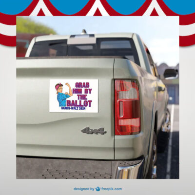Grab Him By The Ballot Harris Walz 24 Car Magnet