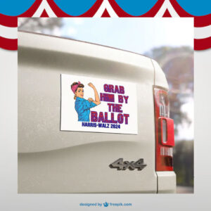 Grab Him By The Ballot Harris Walz 24 Car Magnet