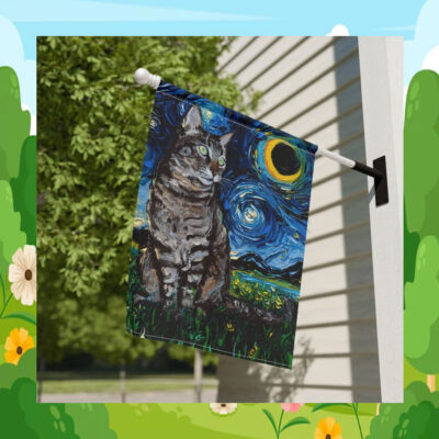 Gray Tabby Cat Outdoor Flag