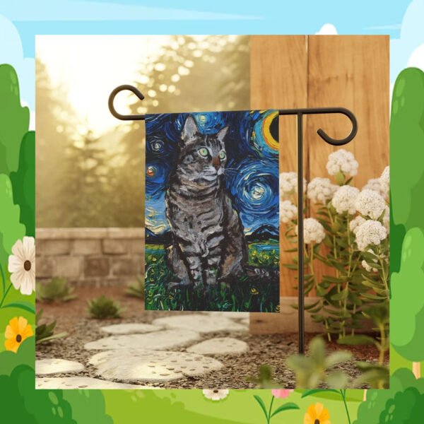 Gray Tabby Cat Outdoor Flag