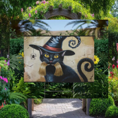 Halloween Cat For Kamala Harris Yard Sign