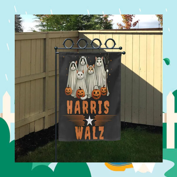 Halloween Cat Ladies For Harris Walz 2024 Flag
