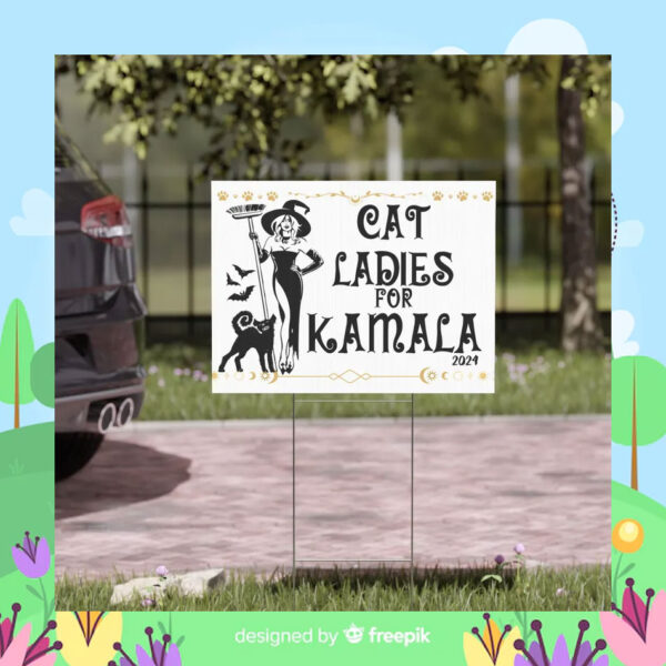 Halloween Cat Ladies For Kamala 2024 Yard Sign
