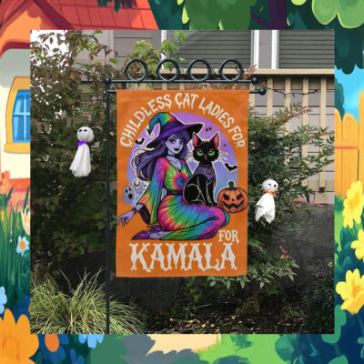 Halloween Childless Cat Ladies For Kamala 2024 Flag