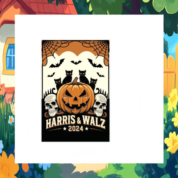 Halloween Childless Cats Lady For Harris & Walz 2024 Flag