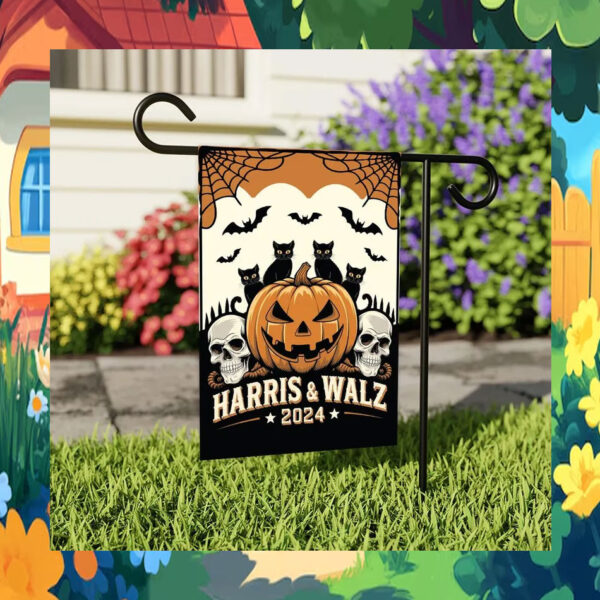 Halloween Childless Cats Lady For Harris & Walz 2024 Flag