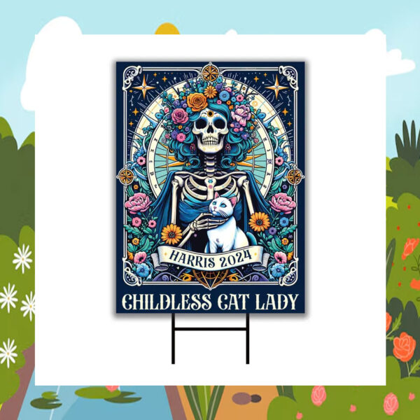 Harris 2024 Childless Cat Lady Halloween Yard Sign