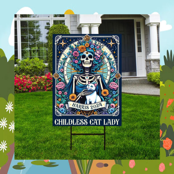 Harris 2024 Childless Cat Lady Halloween Yard Sign