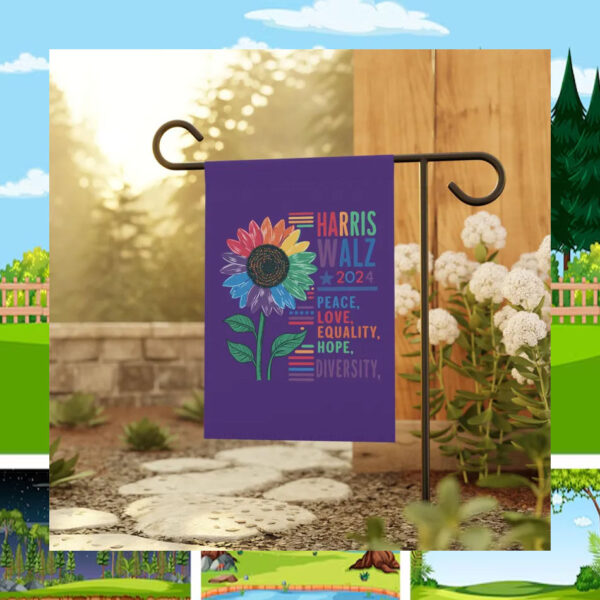 Harris Walz 2024 Colorful Peace Love Equality Hope Diversity Flag