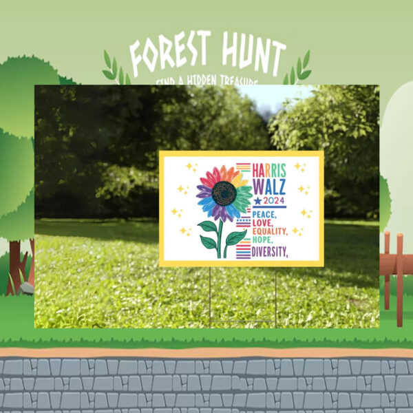 Harris Walz 2024 Colorful Peace Love Equality Hope Diversity Yard Signs