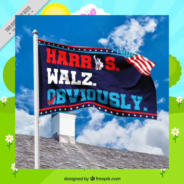 Harris Walz 2024 Obviously House Flag