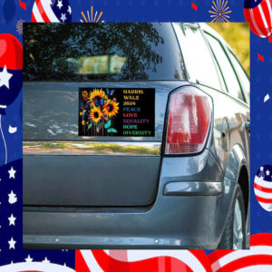 Harris Walz 2024 Peace Love Equality Hope Diversity Car Magnet