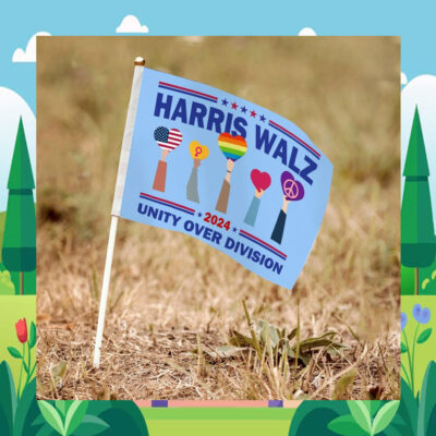 Harris Walz 2024 Unity Over Division Hand Flag