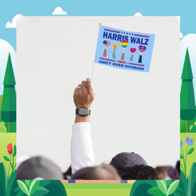 Harris Walz 2024 Unity Over Division Hand Flag
