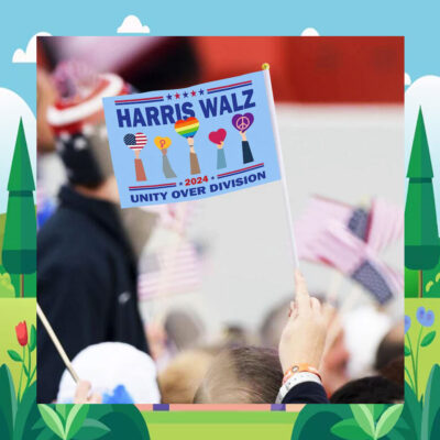 Harris Walz 2024 Unity Over Division Hand Flag