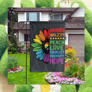 Harris Walz 24 Coloful Peach Love Equality Diversity Hope Flag