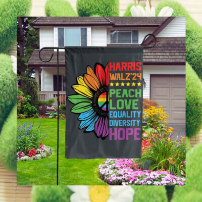 Harris Walz 24 Coloful Peach Love Equality Diversity Hope Flag