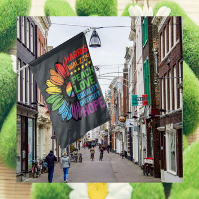 Harris Walz 24 Coloful Peach Love Equality Diversity Hope Flag