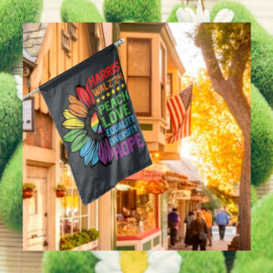 Harris Walz 24 Coloful Peach Love Equality Diversity Hope Flag