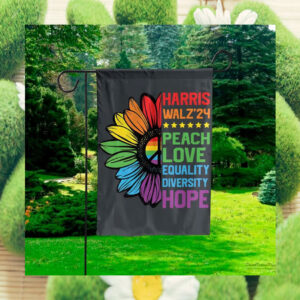 Harris Walz 24 Coloful Peach Love Equality Diversity Hope Flag