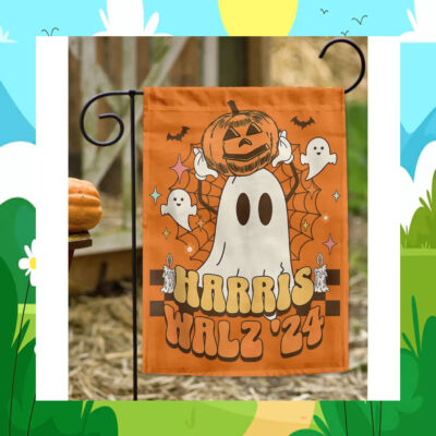 Harris Walz 24 President Halloween Ghost Spooky Flag