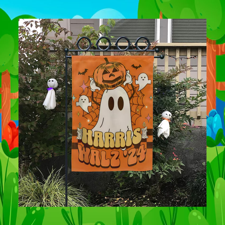 Harris Walz 24 President Halloween Ghost Spooky Flags