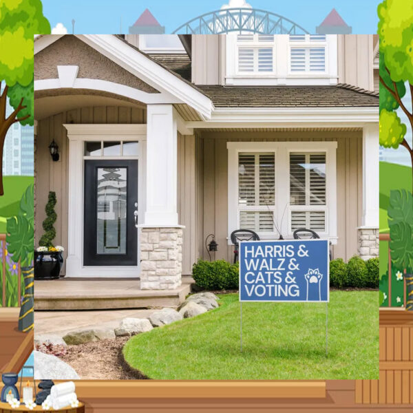 Harris Walz Cats Voting Yard Sign