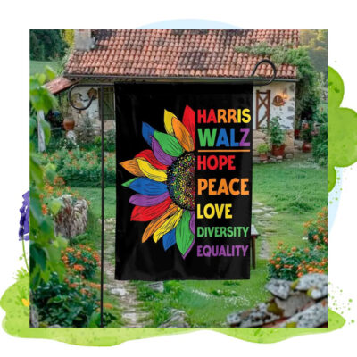 Harris Walz Colorful Hope Peace Love Diversity Equality Flag