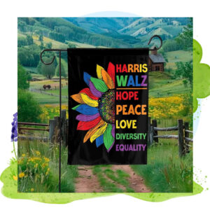 Harris Walz Colorful Hope Peace Love Diversity Equality Flag