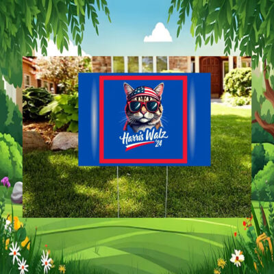 Harris Walz Cool Cat Yard Sign
