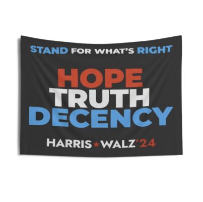 Harris Walz Hope Truth Decency Indoor Wall Tapestries