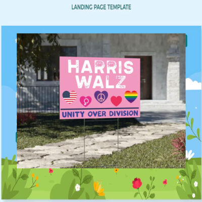 Harris Walz LGBT Unity Over Division Yard Sign