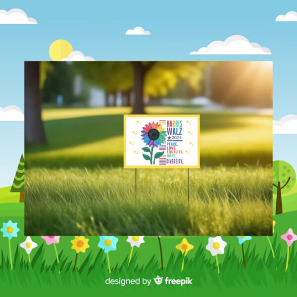 Harris Walz Peace Love Equality Hope Diversity 2024 Yard Sign