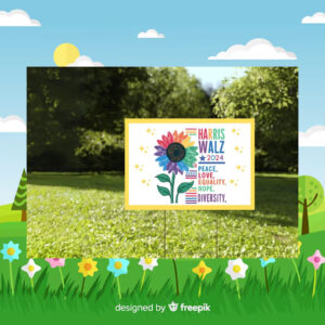Harris Walz Peace Love Equality Hope Diversity 2024 Yard Sign