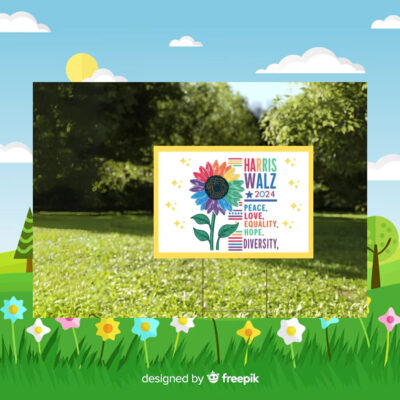 Harris Walz Peace Love Equality Hope Diversity 2024 Yard Sign