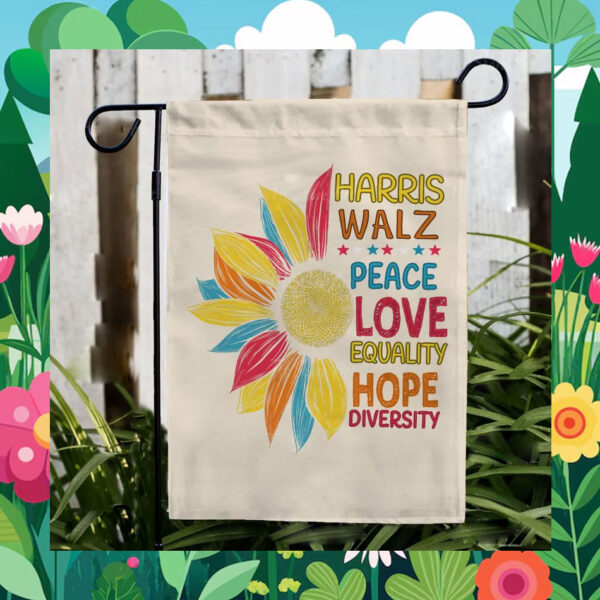 Harris Walz Peace Love Equality Hope Diversity Flag