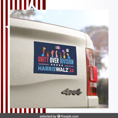 Harris Walz Unity Over Division Car Magnet