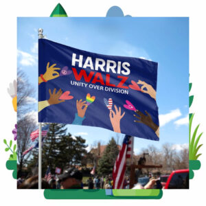 Harris Walz Unity Over Division Flags