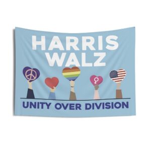 Harris Walz Unity Over Division Indoor Wall Tapestries