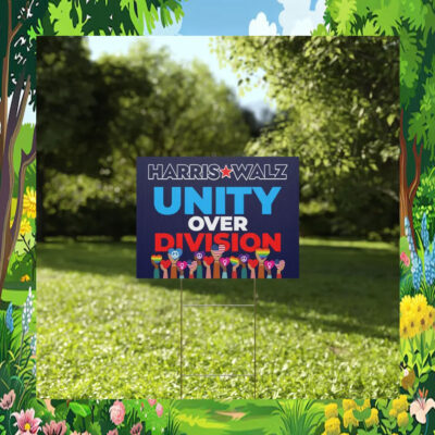 Harris Walz Unity Over Division LGBT Yard Sign
