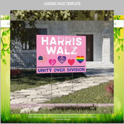 Harris Walz Unity Over Division Pink Yard Sign