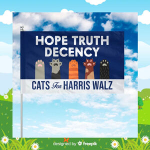 Hope Truth Decency Cat For Harris Walz Flag
