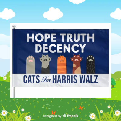 Hope Truth Decency Cat For Harris Walz Flag