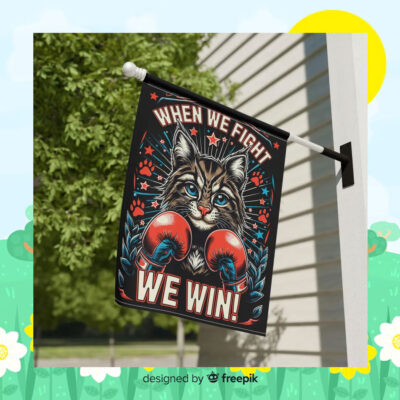 Kamala Childless Cat When We Fight We Win! Flag