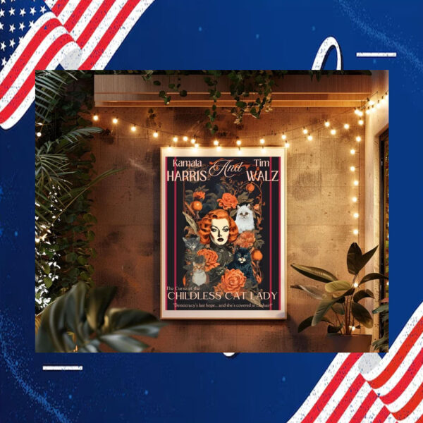 Kamala Harris And Tim Walz The Curse Of The Childless Cat Lady Poster