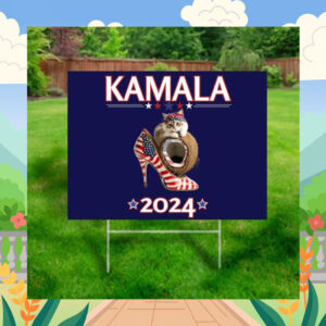 Kamala Harris Cat Lady Coconut Tree Yard Sign