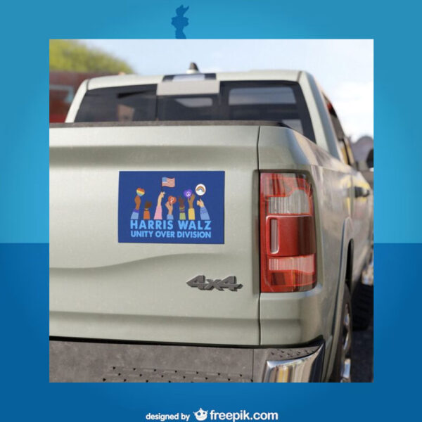 Kamala Harris Tim Walz Unity Over Division Car Magnets, Sticker