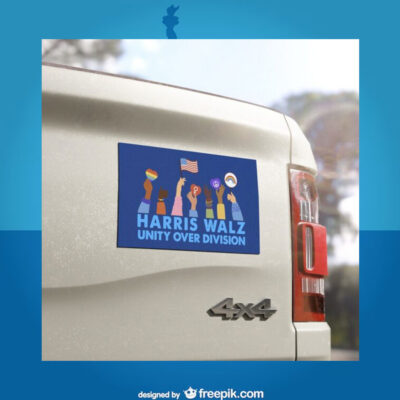 Kamala Harris Tim Walz Unity Over Division Car Magnets, Sticker