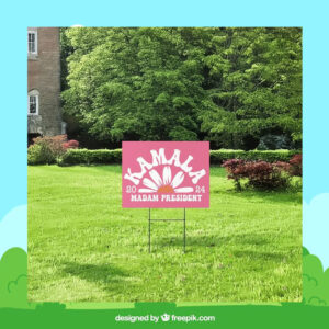 Kamala Madam President Pink Flower 2024 Yard Sign