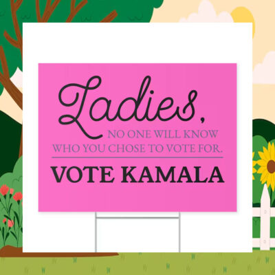 Ladies, No One Will Know Who You Chose To Vote For. Vote Kamala Yard Sign